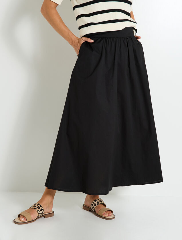 Jupe longue en popeline femme