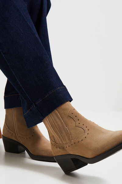Bottines cuir style santiags