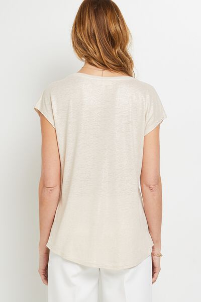 Tshirt uni en lin mélangé femme