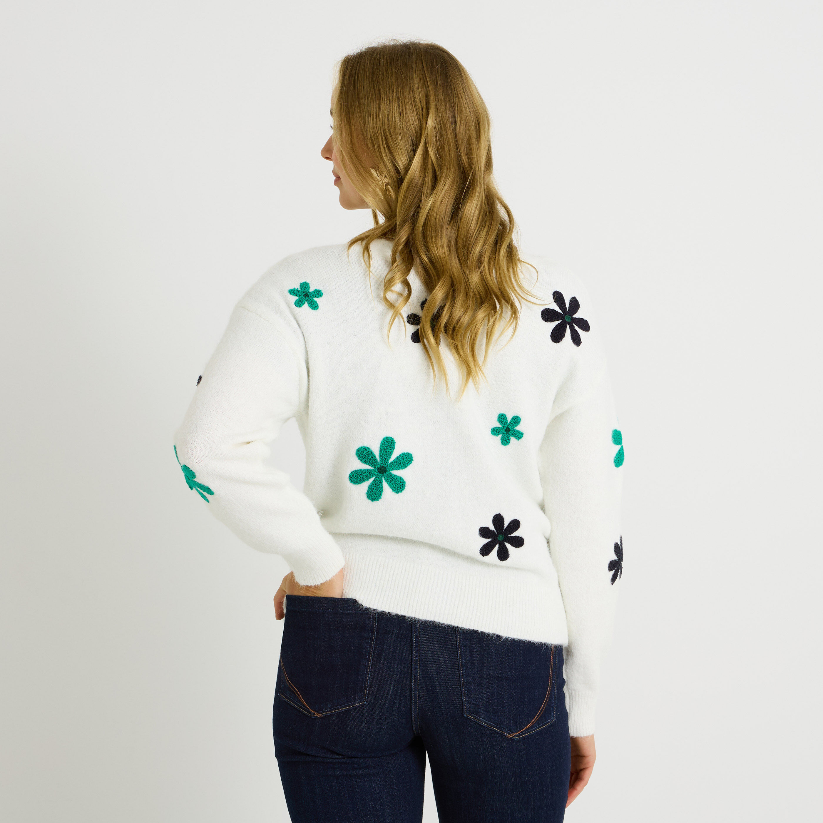 Gilet 2 en 1 fleurs brod&eacute;es femme