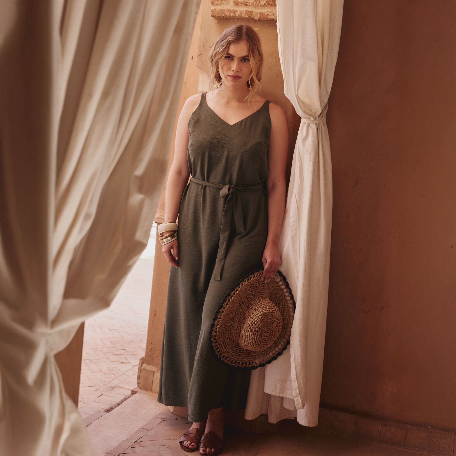 Robe longue col V femme