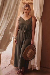 Robe longue col V femme
