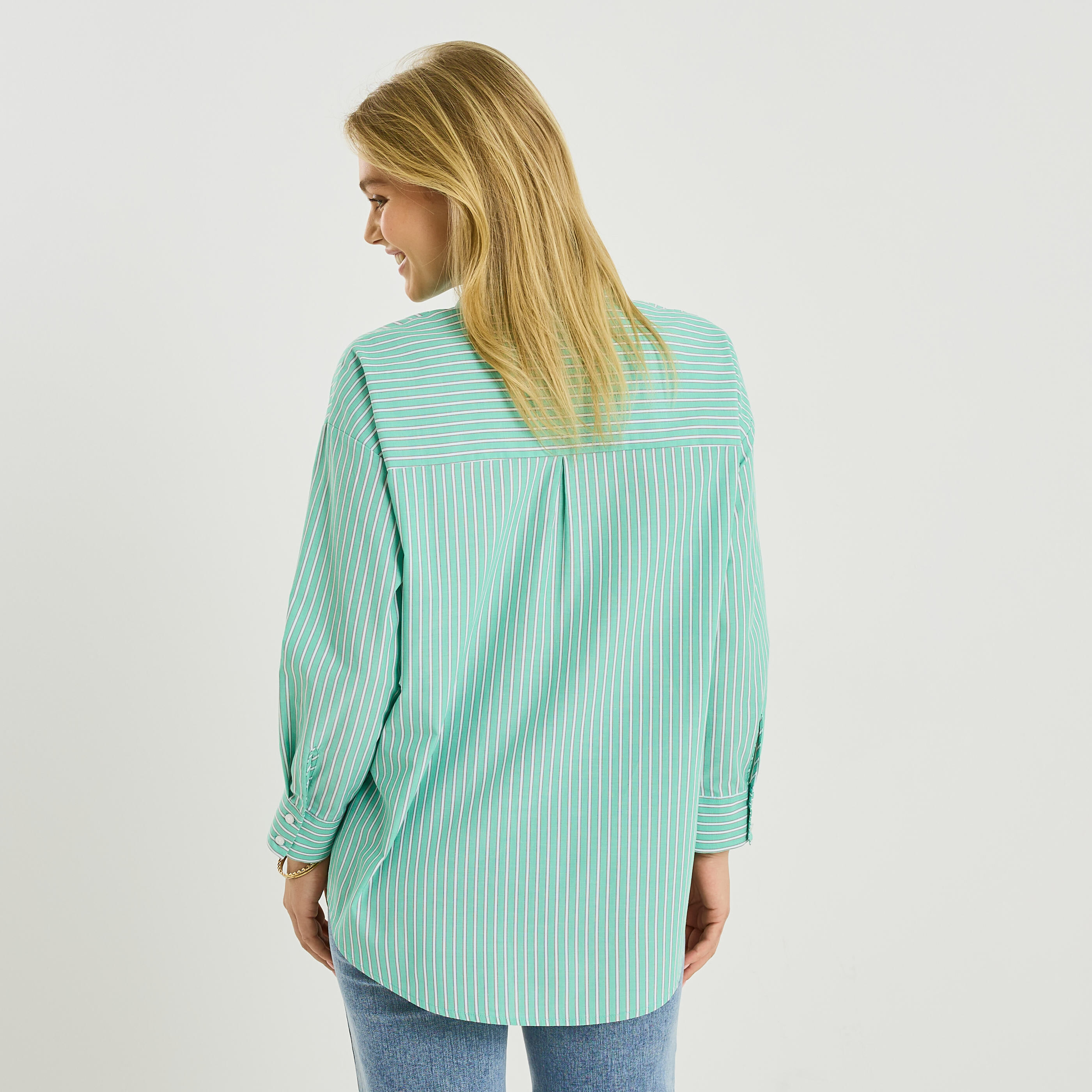 Chemise ray&eacute;e avec broderie femme