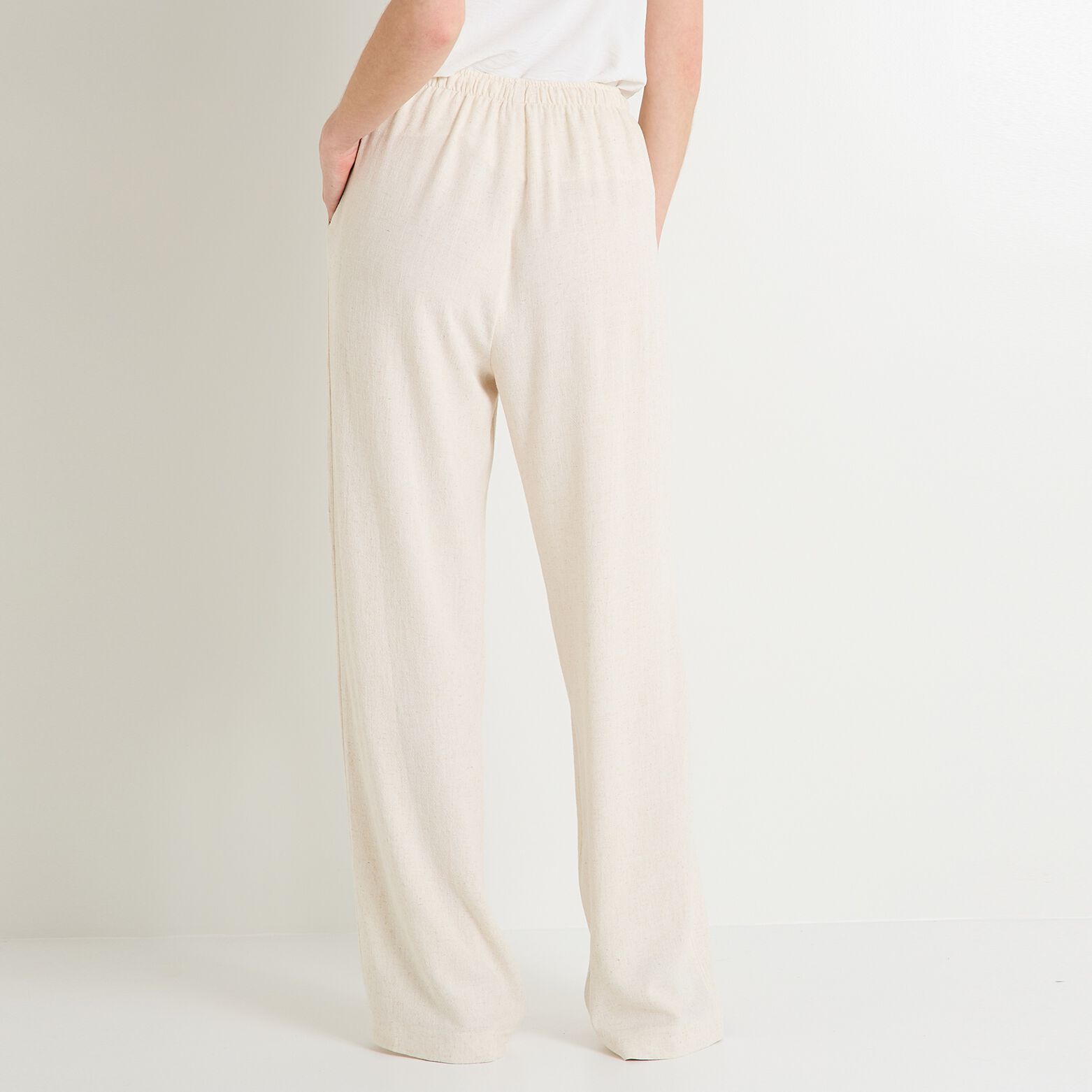 Pantalon large en lin mélangé femme