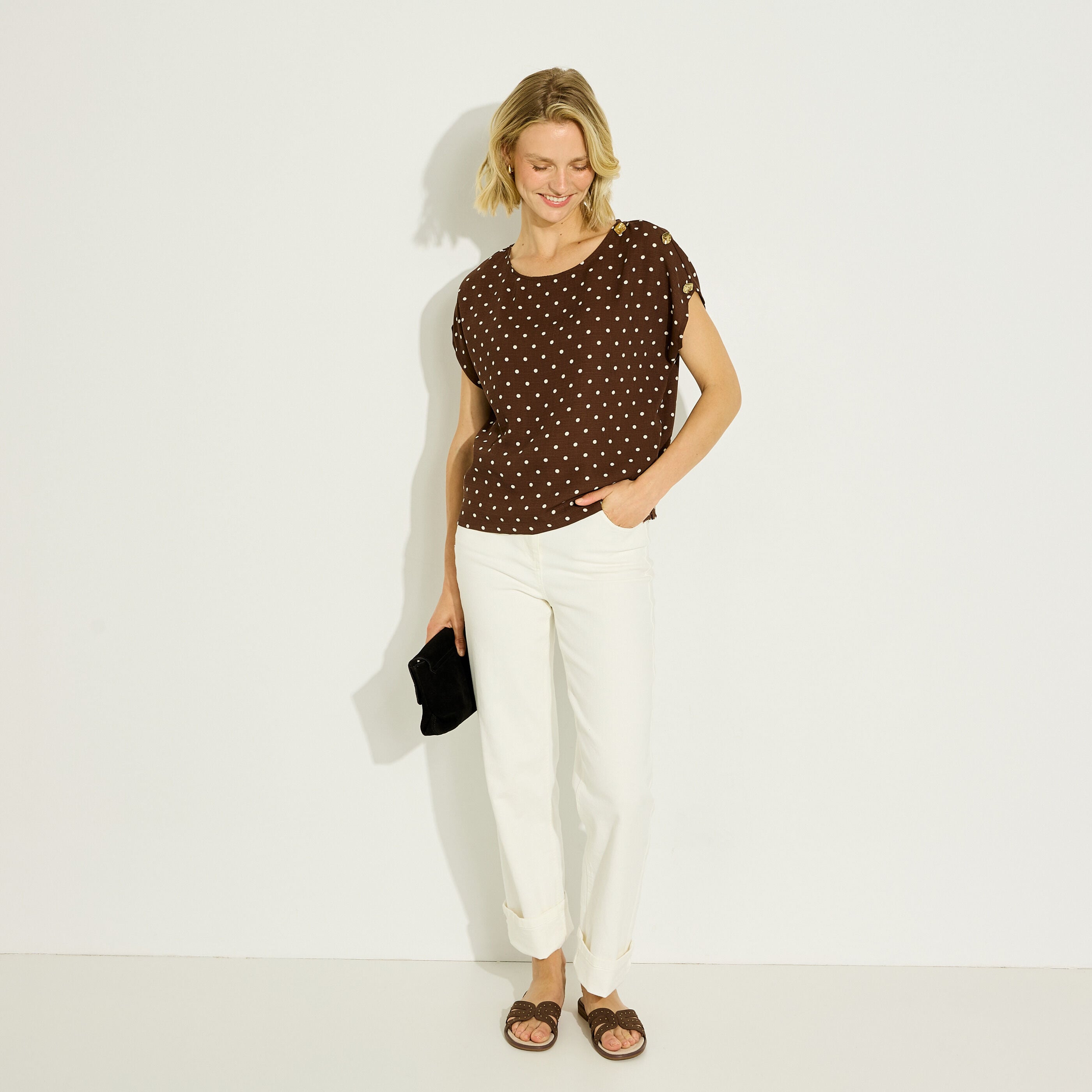 Blouse &agrave; imprim&eacute; pois femme