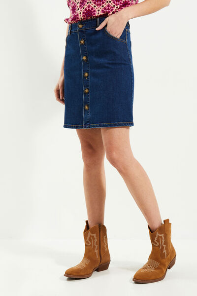 Jupe denim boutonnée femme