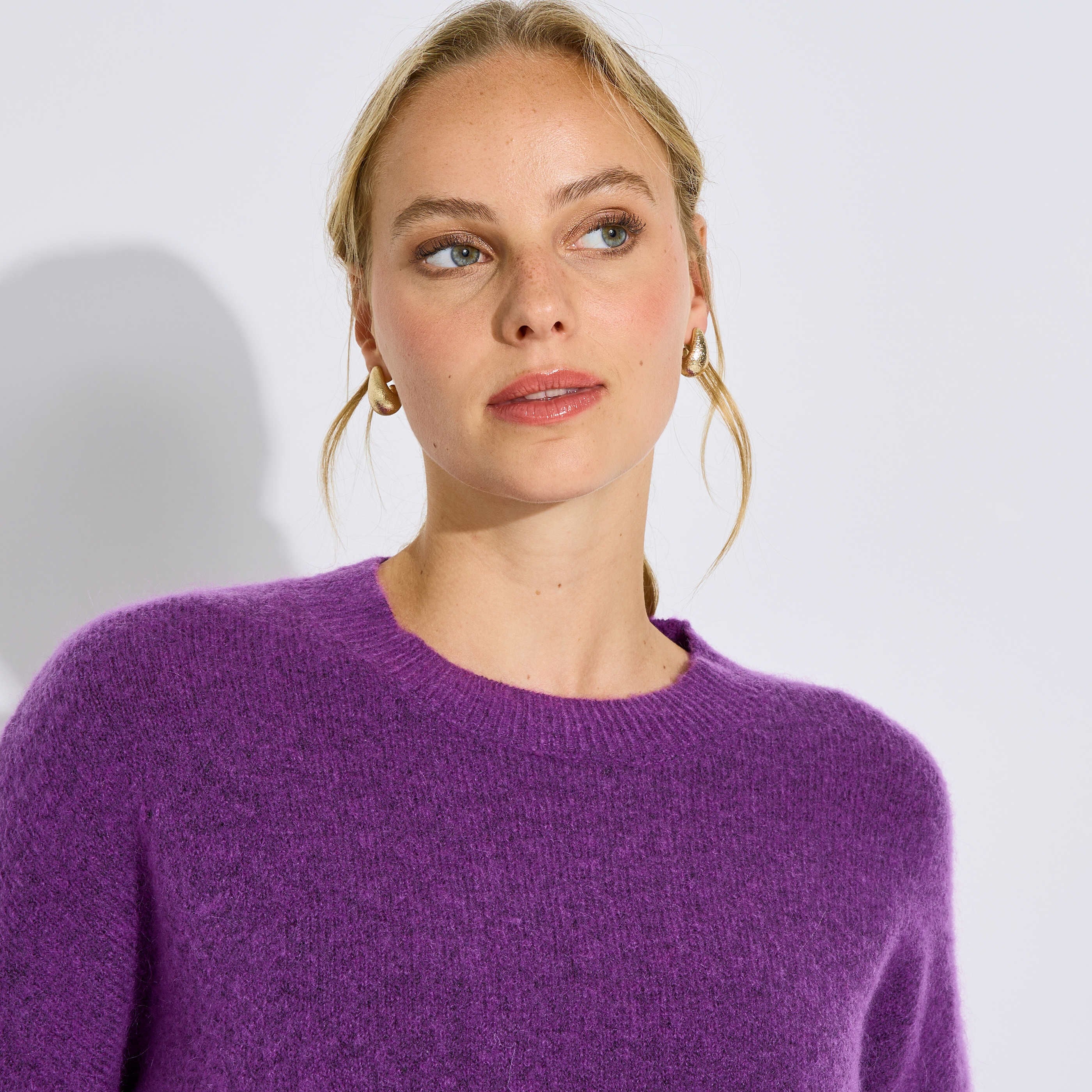 Pull col rond maille moelleuse femme