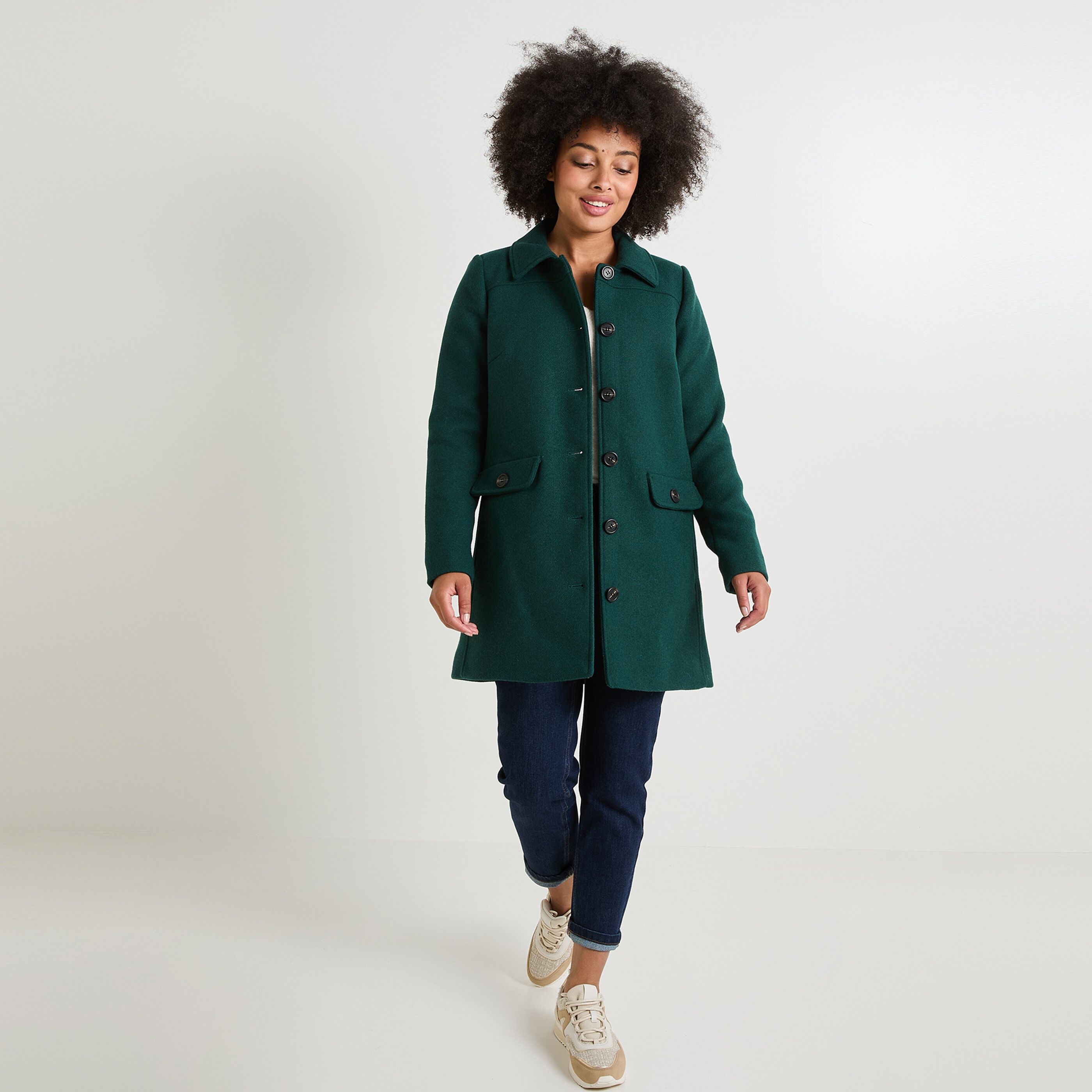 Manteau sans col femme clearance