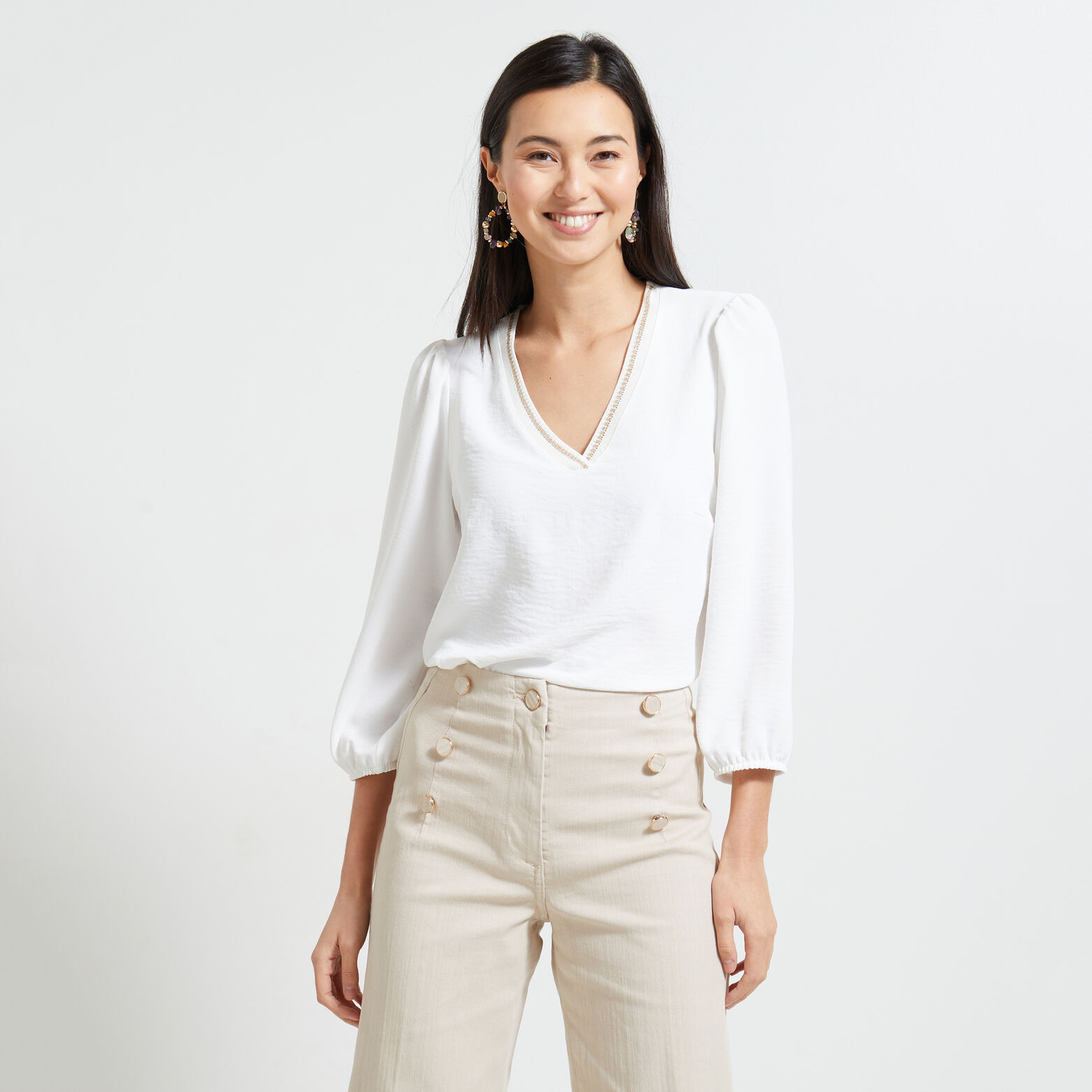 Blouse col V femme