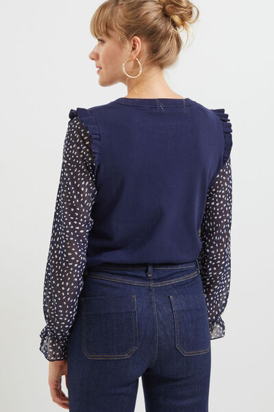 Pull bi matière femme