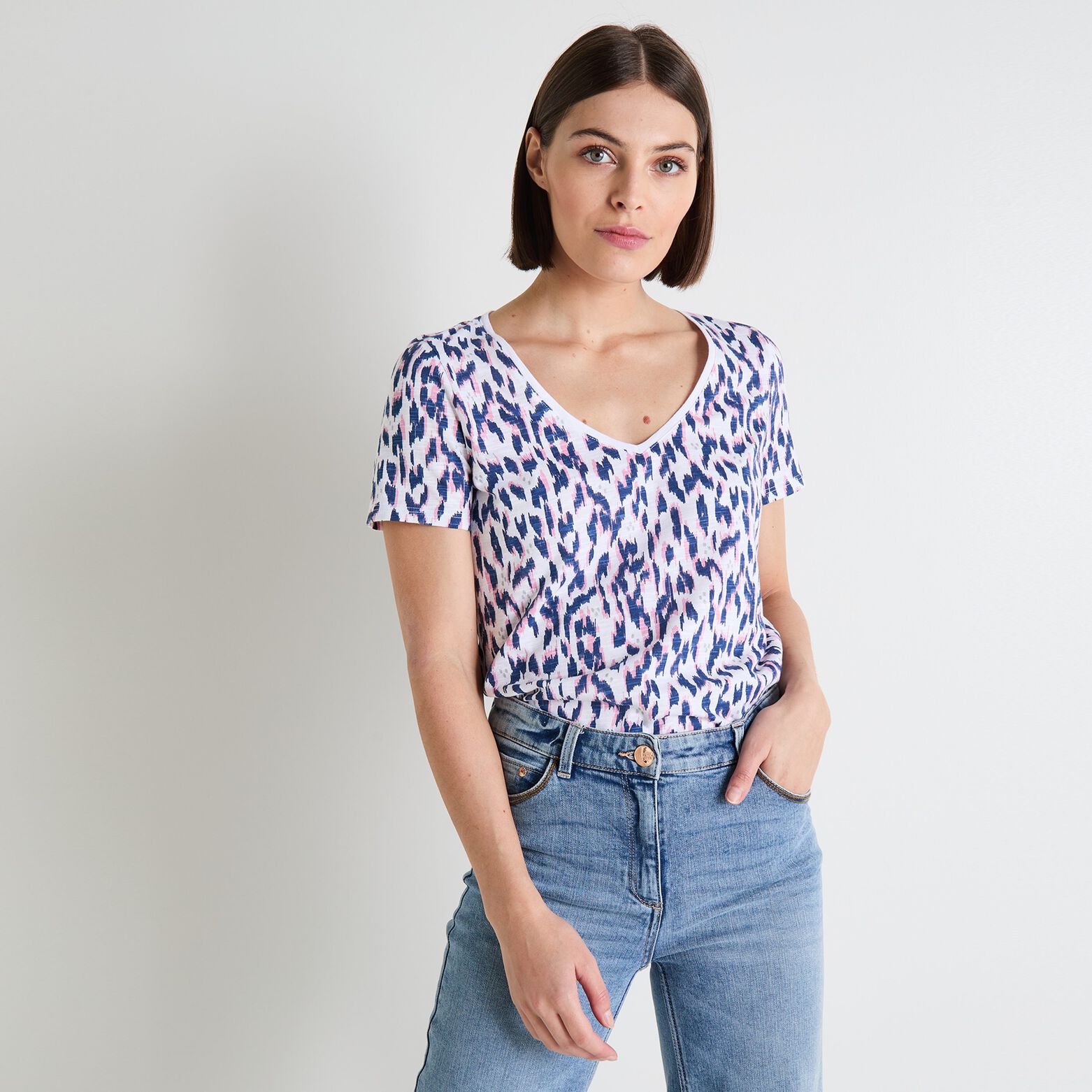 T-shirt col V femme