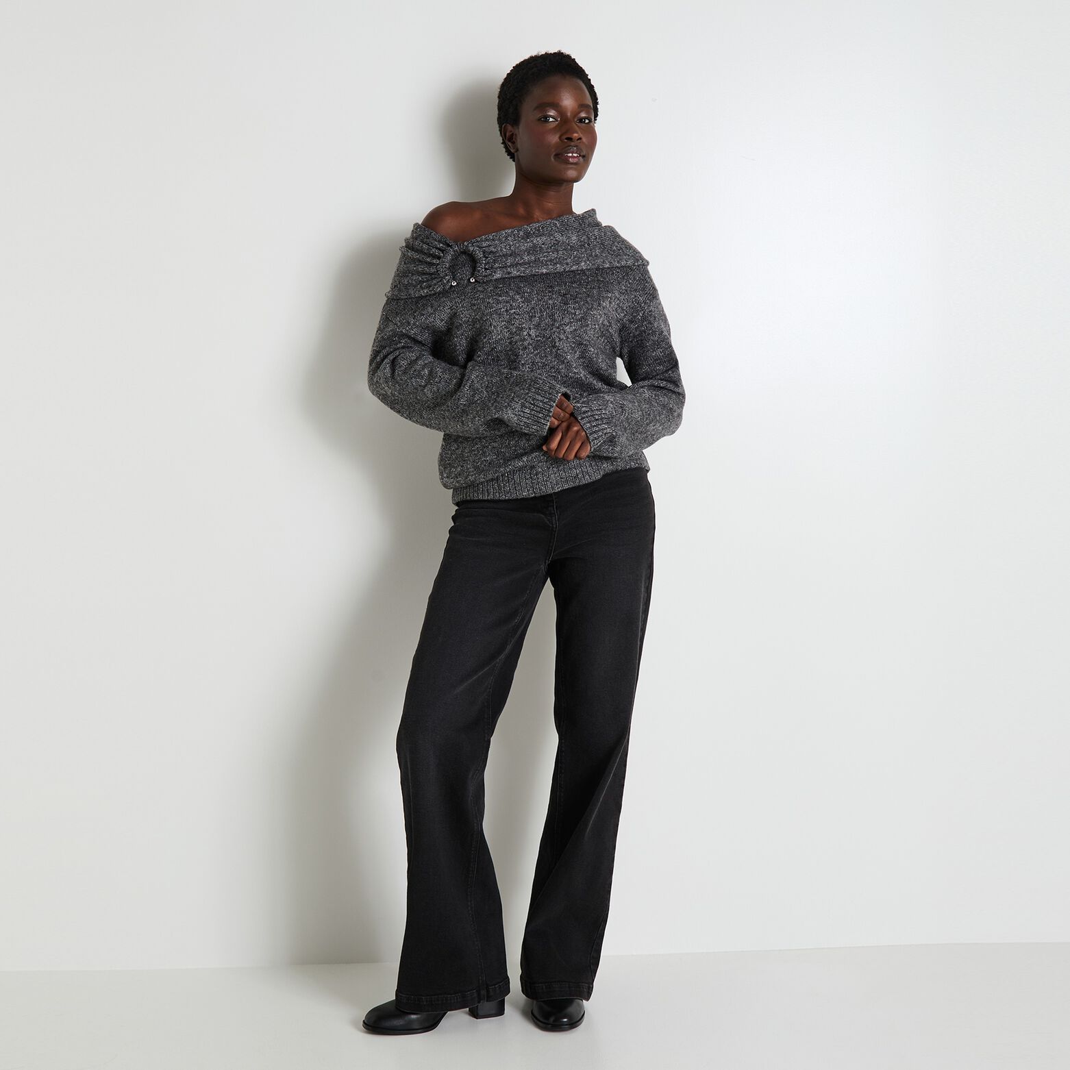 Pull col bardot femme