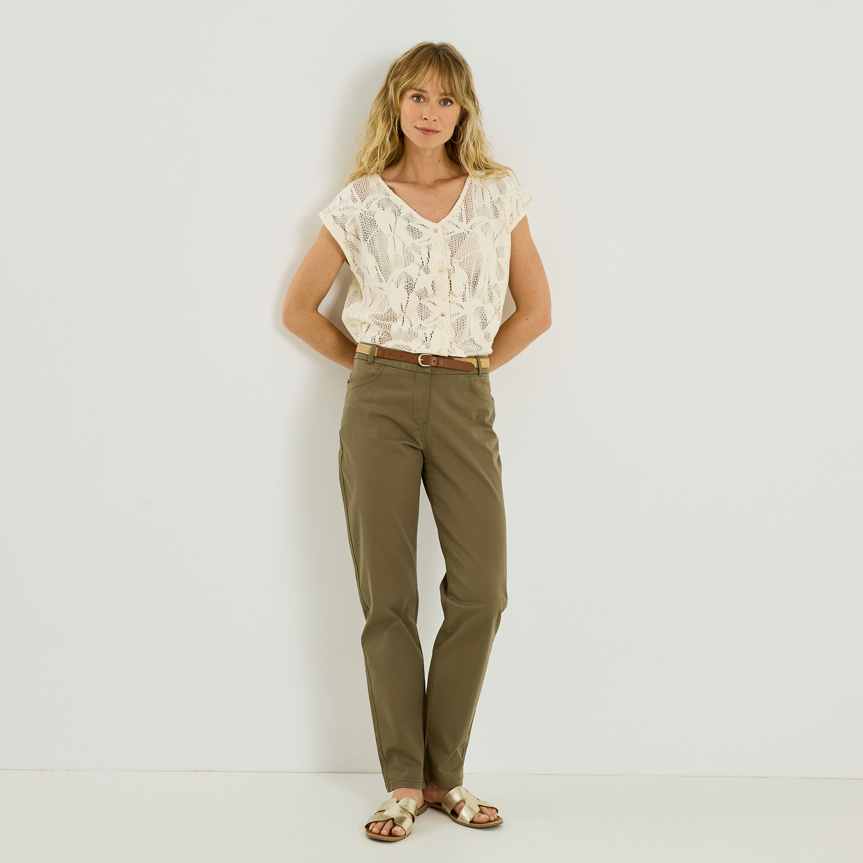 Pantalon chino avec ceinture femme