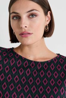T-shirt jacquard manches 3/4 femme