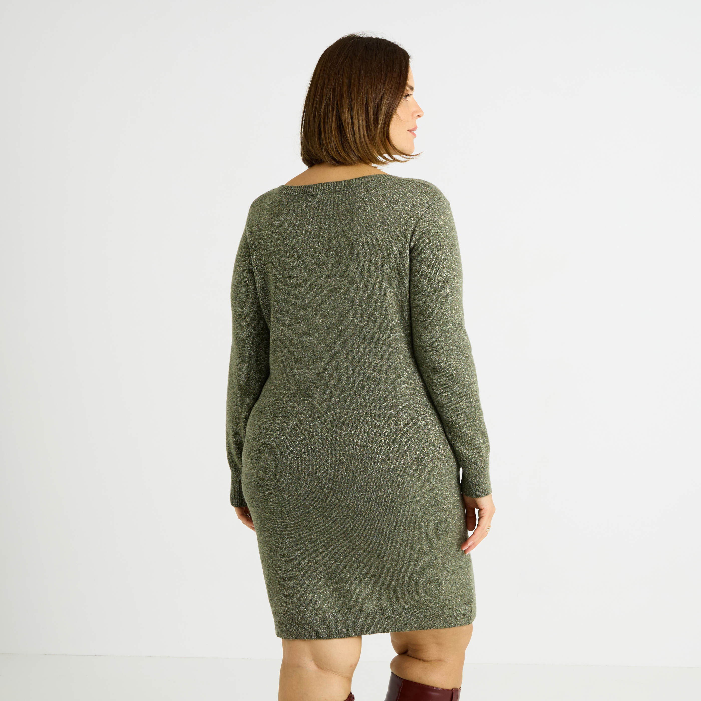 Robe pull fils brillants femme