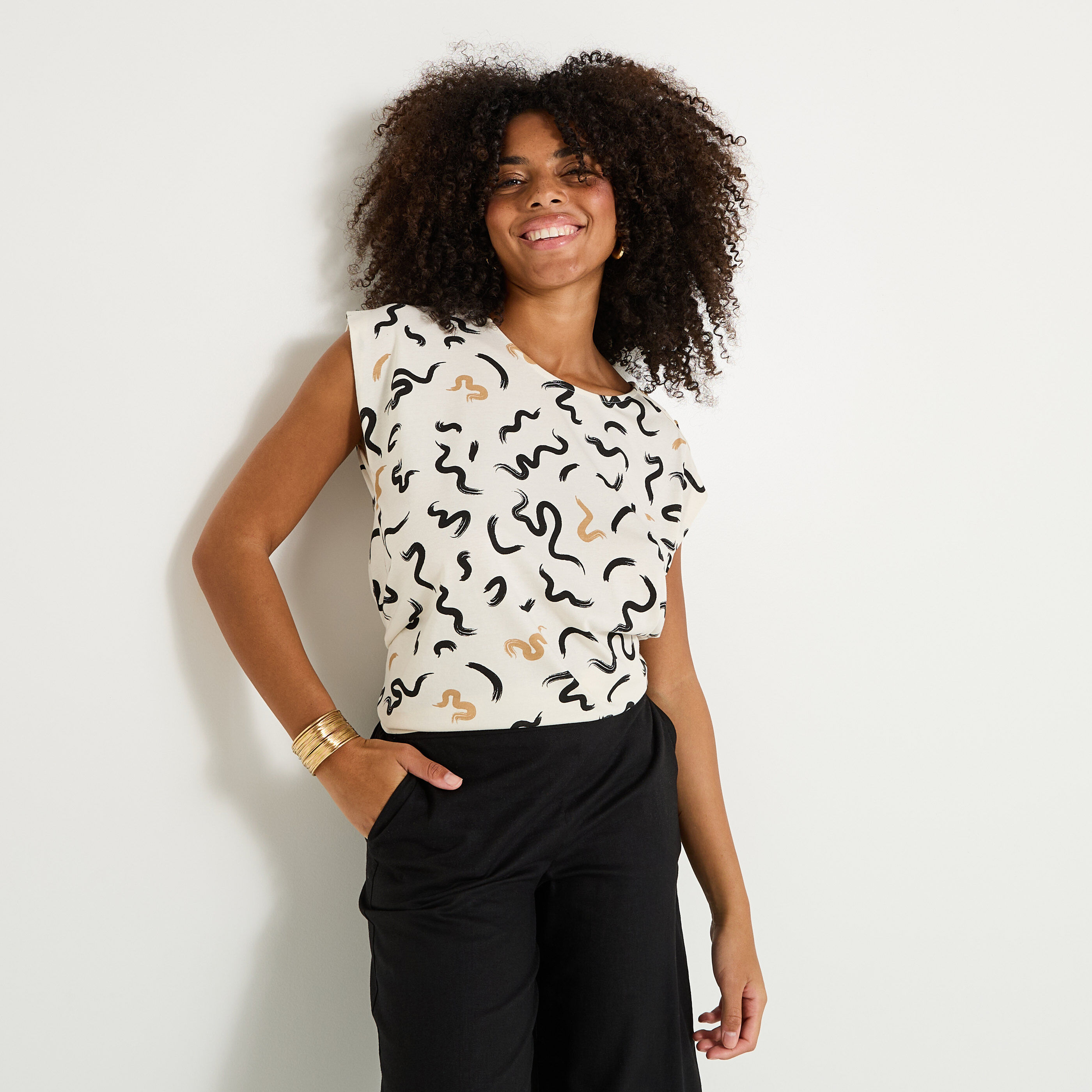 T-shirt imprim&eacute; manches courtes femme