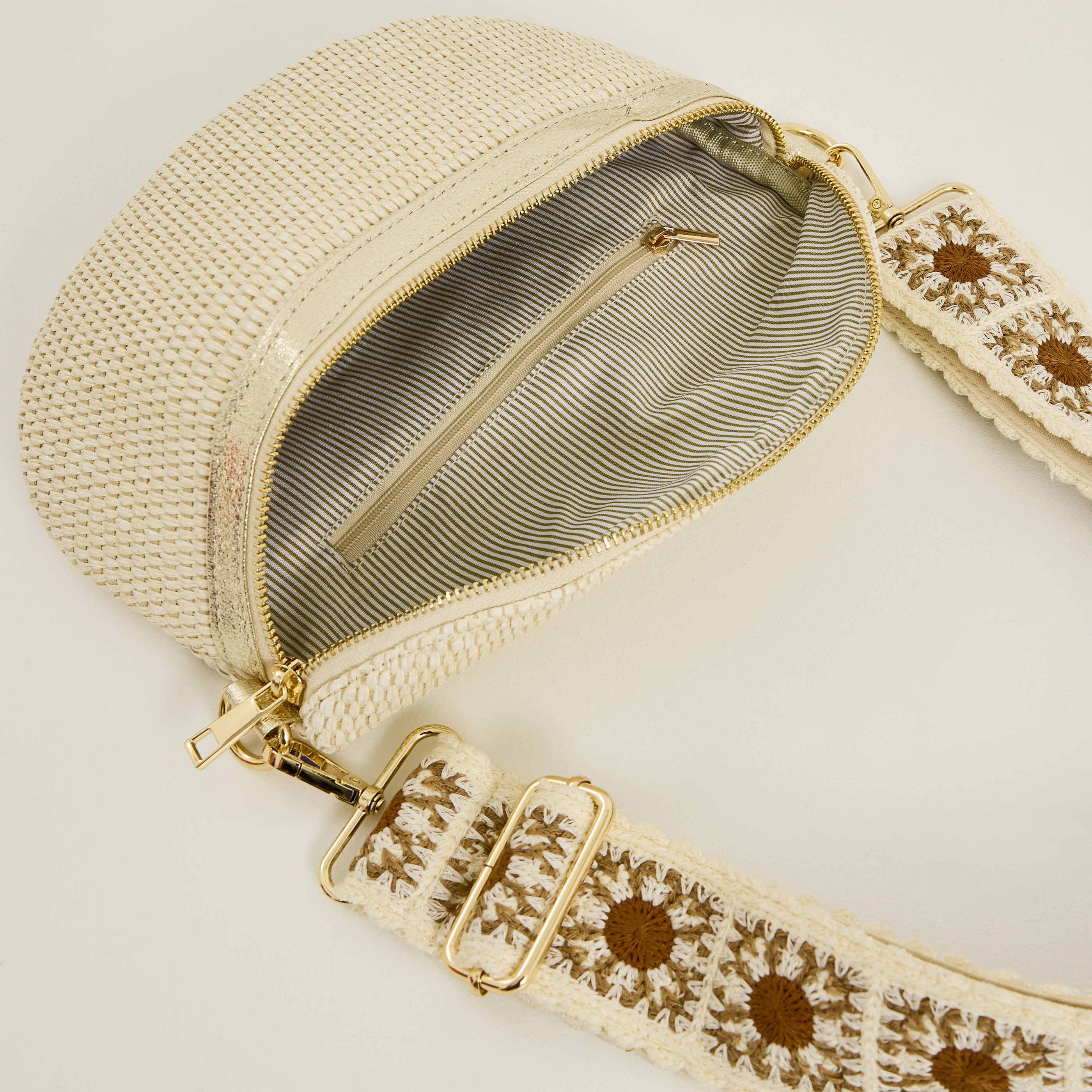 Sac banane effet paille femme