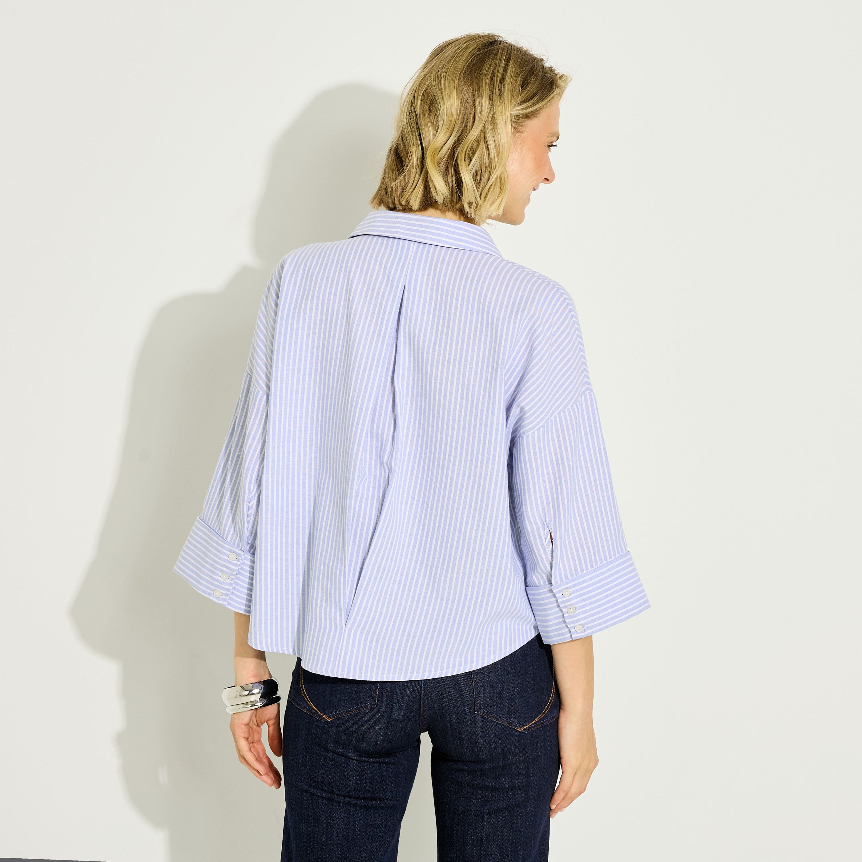 Chemise ray&eacute;e manches 3/4 femme