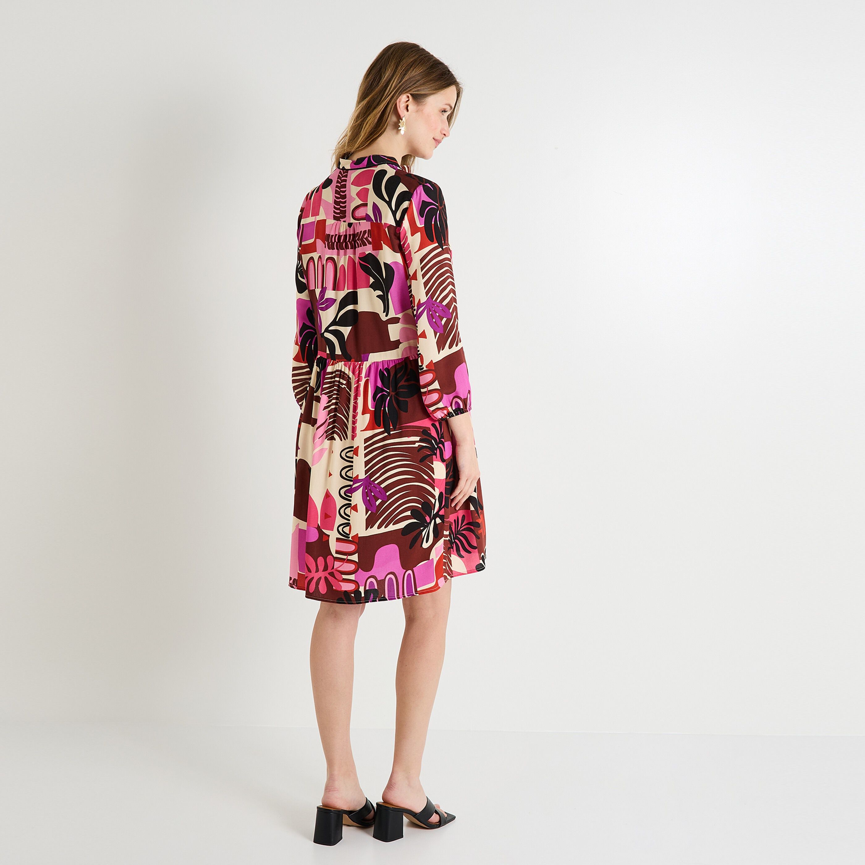 Robe fluide imprim&eacute;e femme