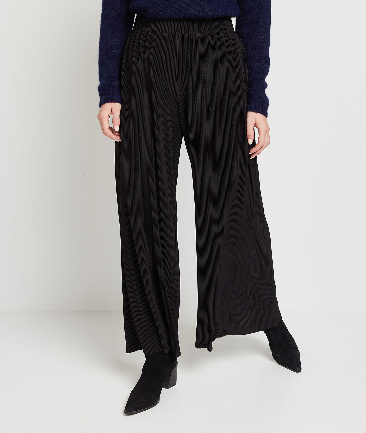 Pantalon large plissé femme