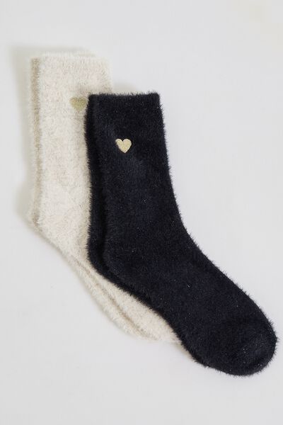 Chaussettes fluffy femme lot de 2 paires