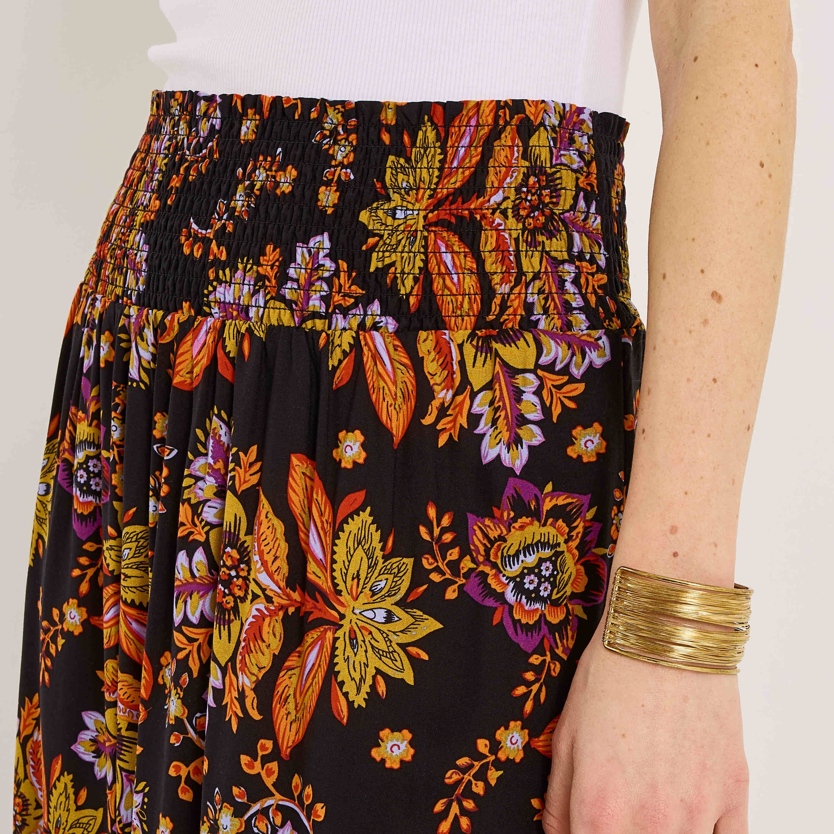 Jupe longue imprim&eacute; floral femme