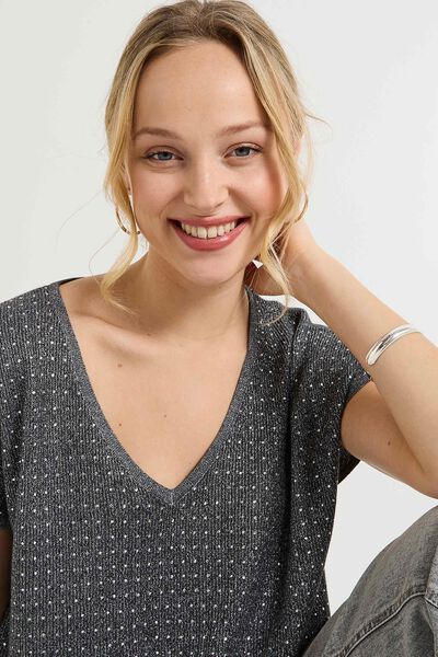 Pull col V femme