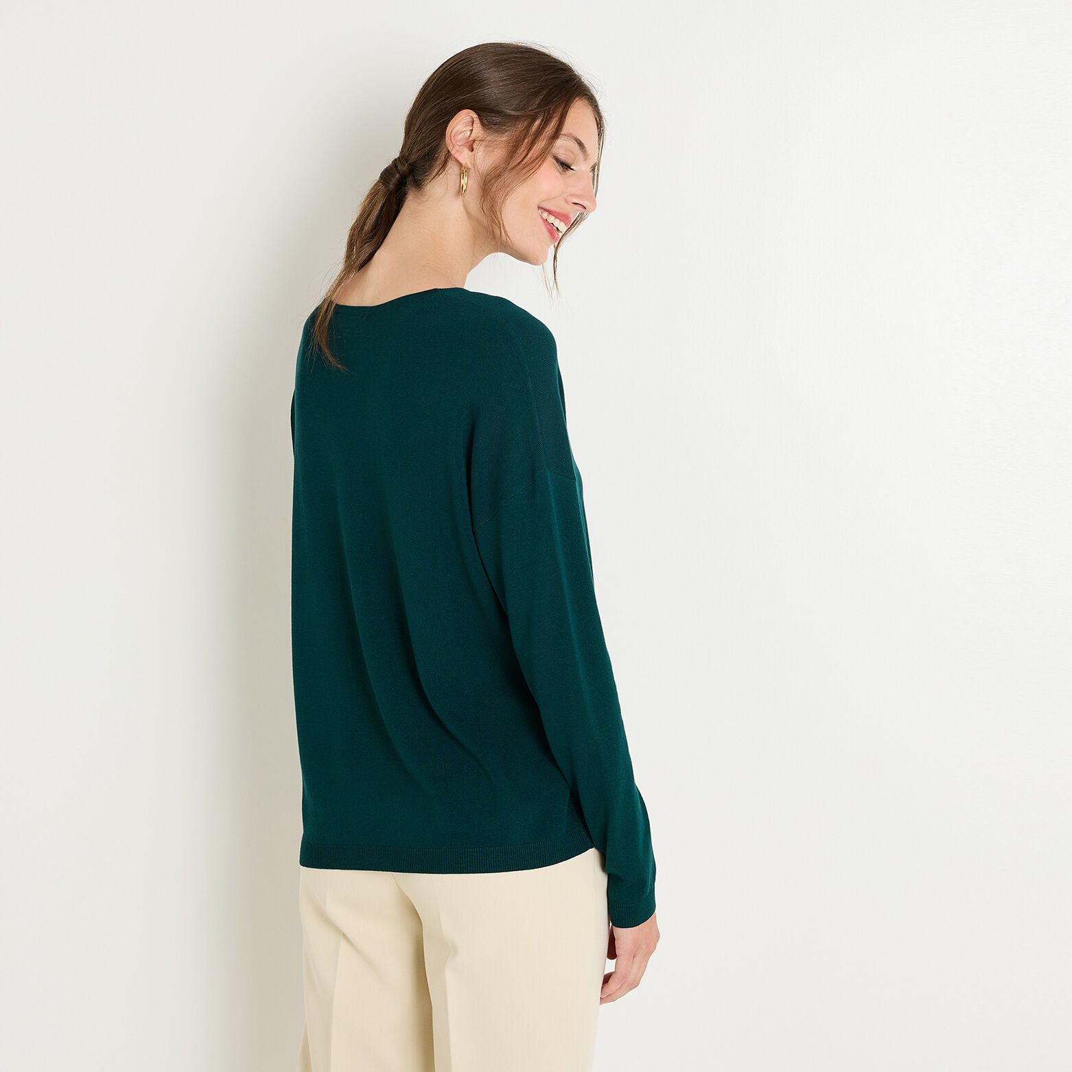 Pull col V femme