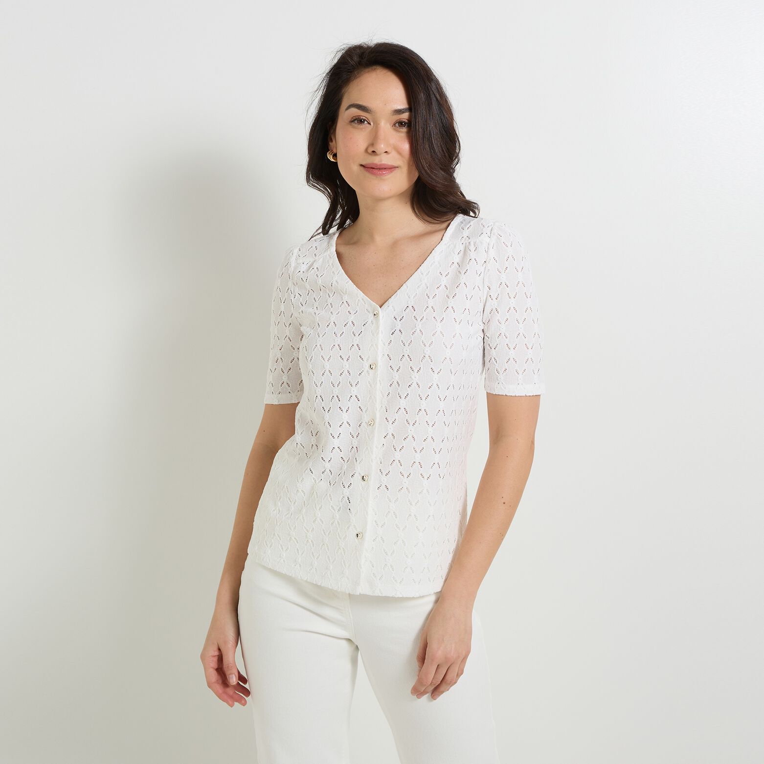 T-shirt col V femme