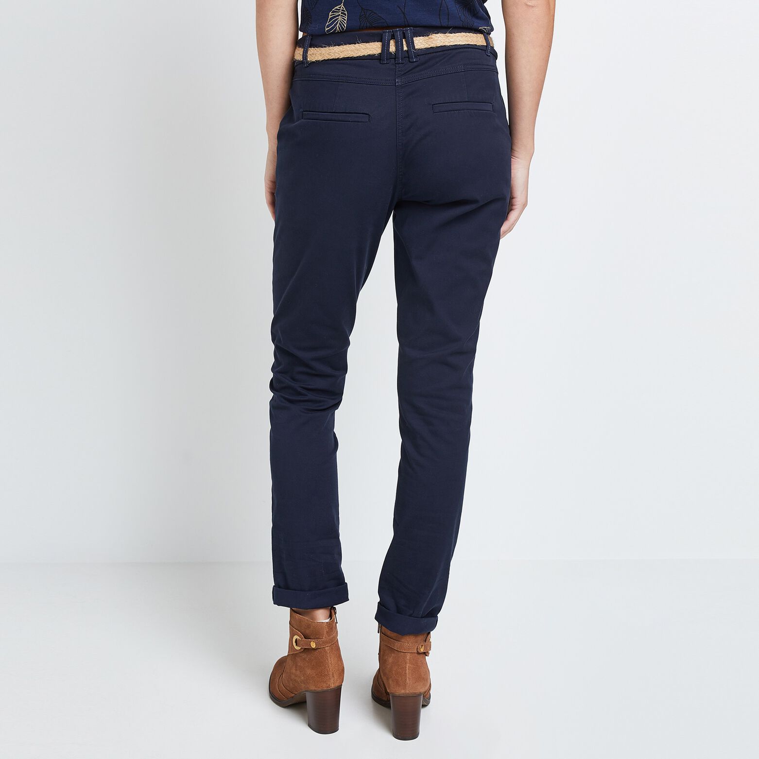 Pantalon chino avec ceinture femme