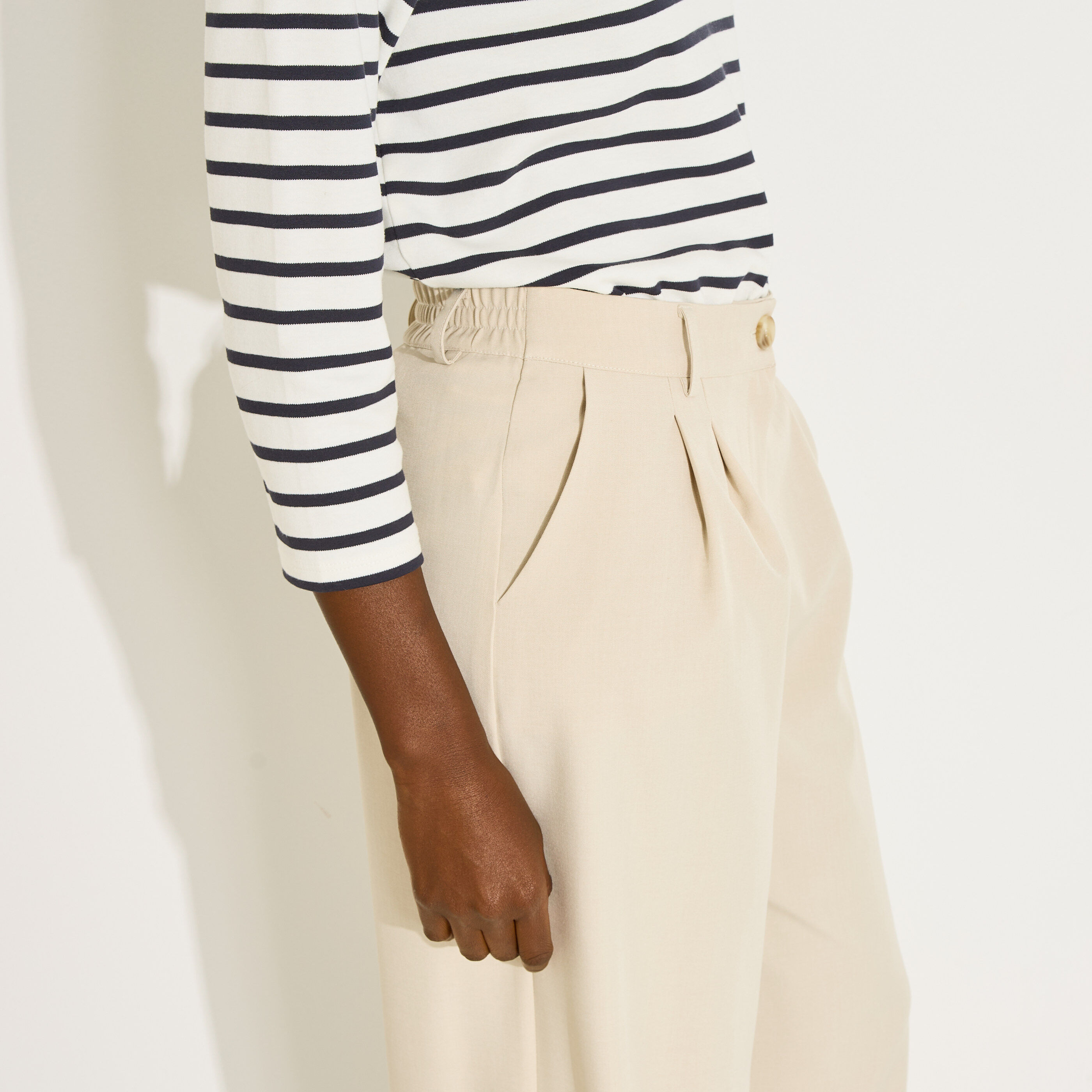 Pantalon large &agrave; pinces femme