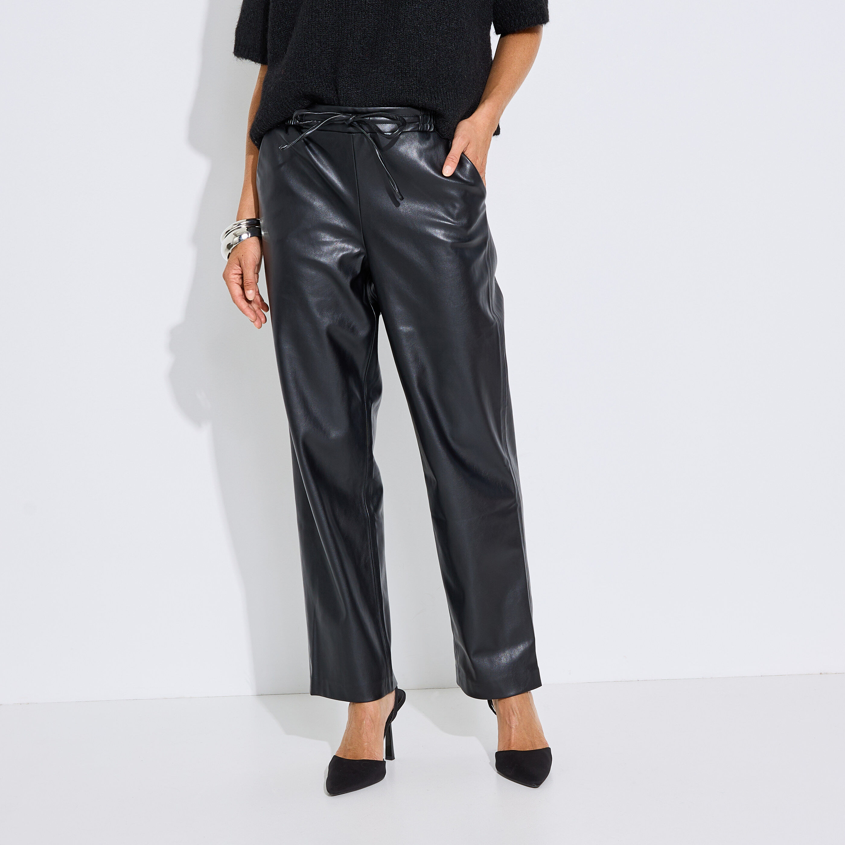 Pantalon droit fluide femme