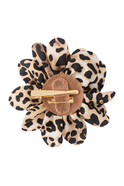 Broche fleur à imprimé léopard