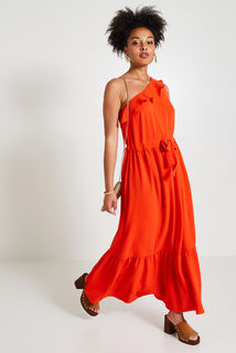 Robe longue à volants femme