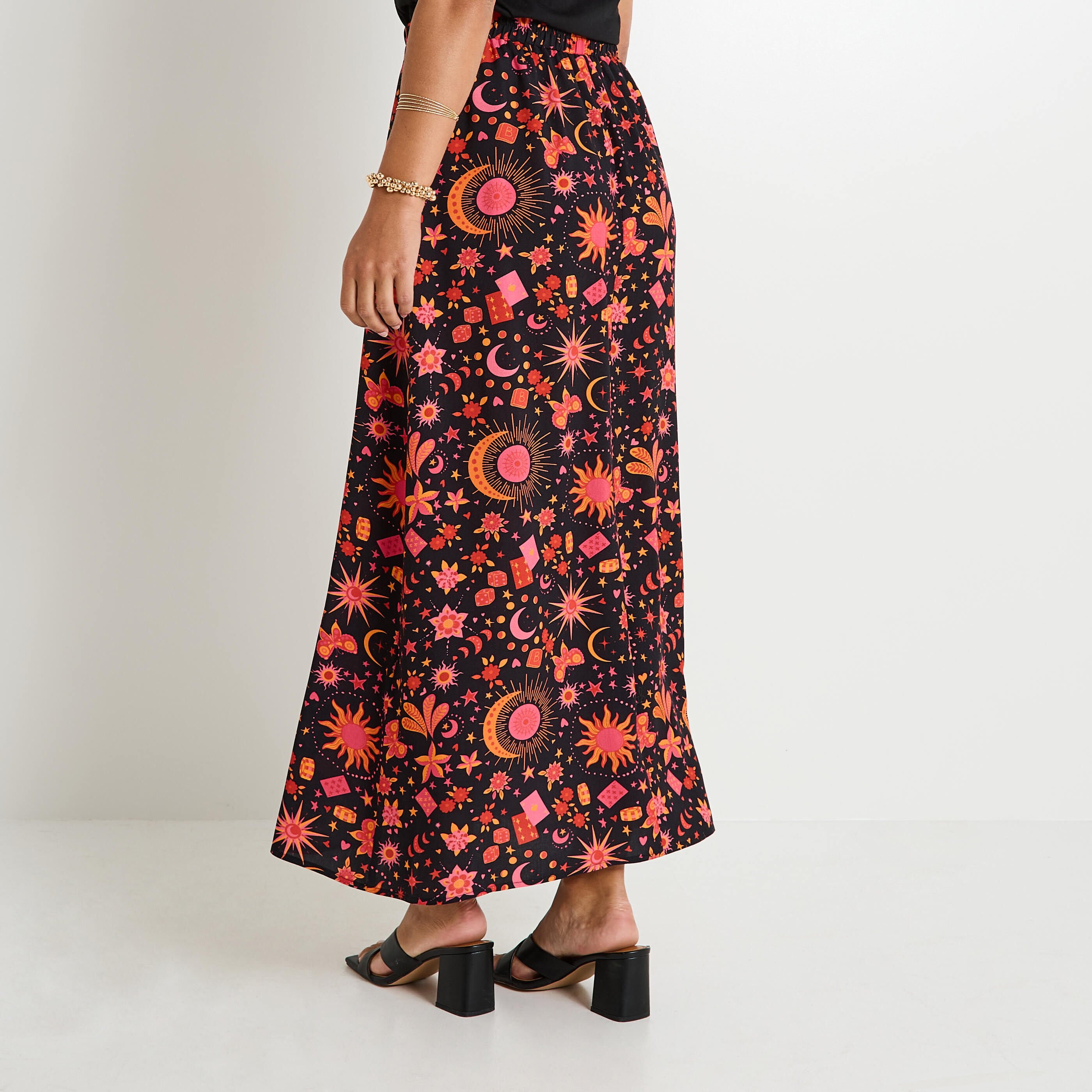 Jupe longue fluide imprim&eacute;e