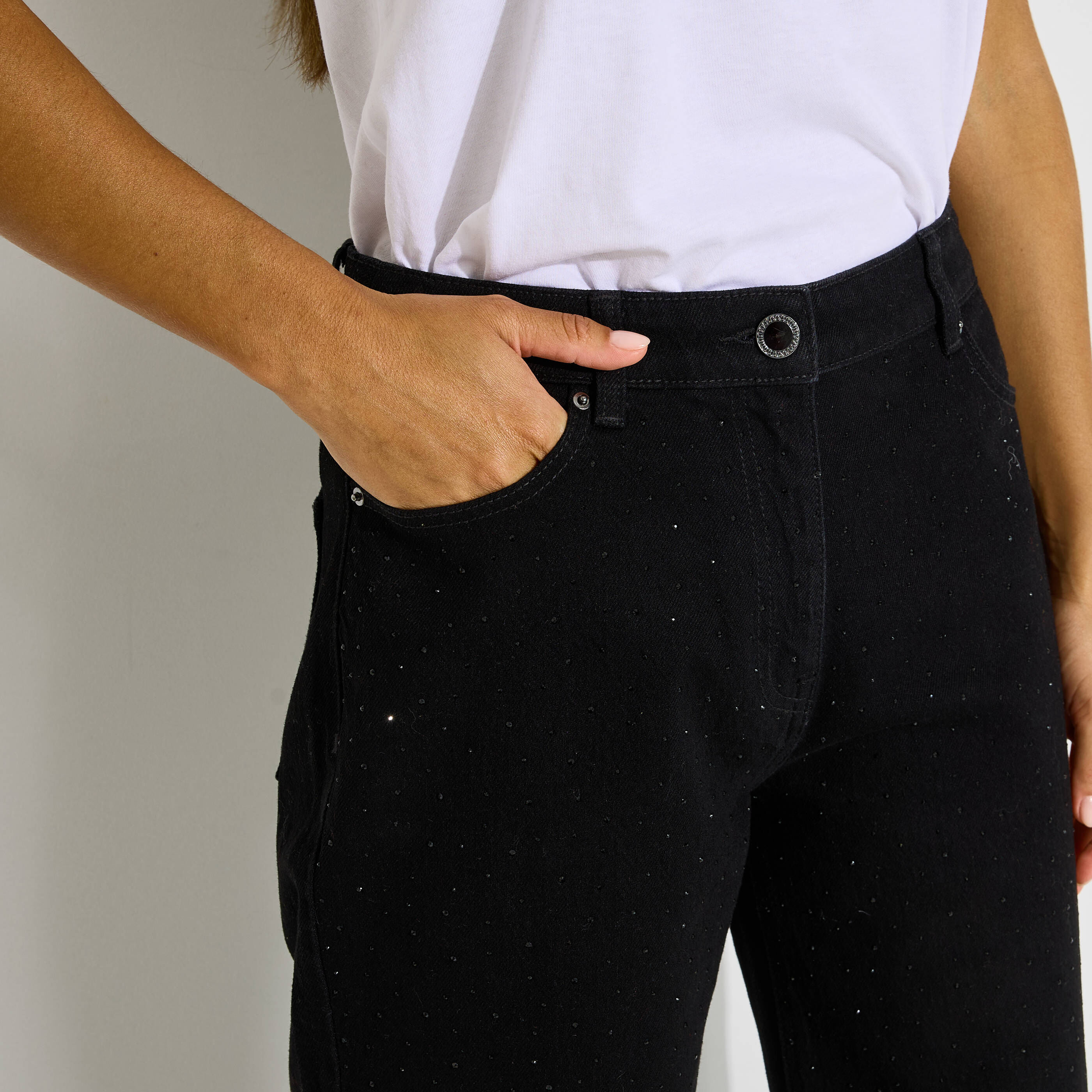Jean droit long strass DUBAI D02 femme