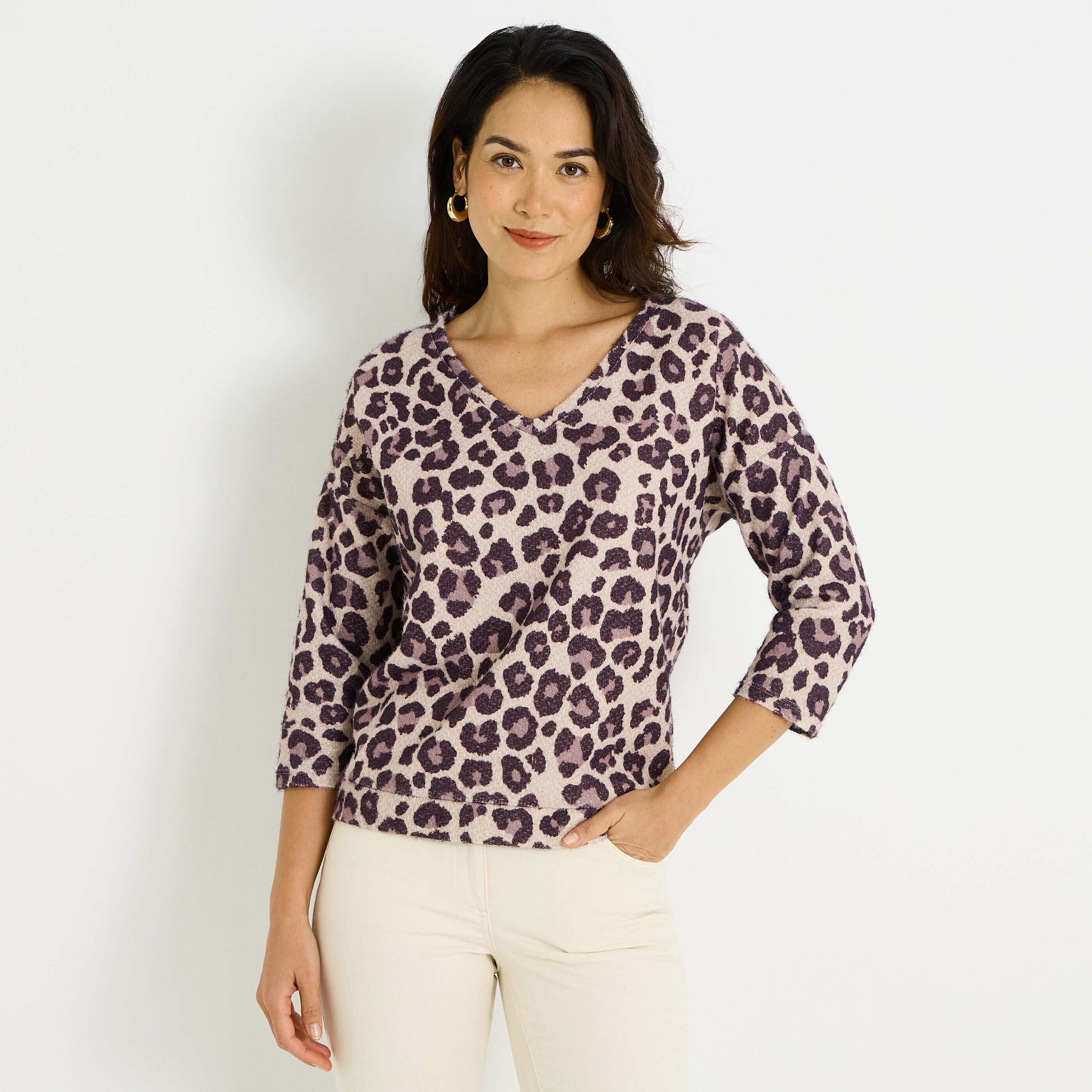 T-shirt imprim&eacute; l&eacute;opard femme