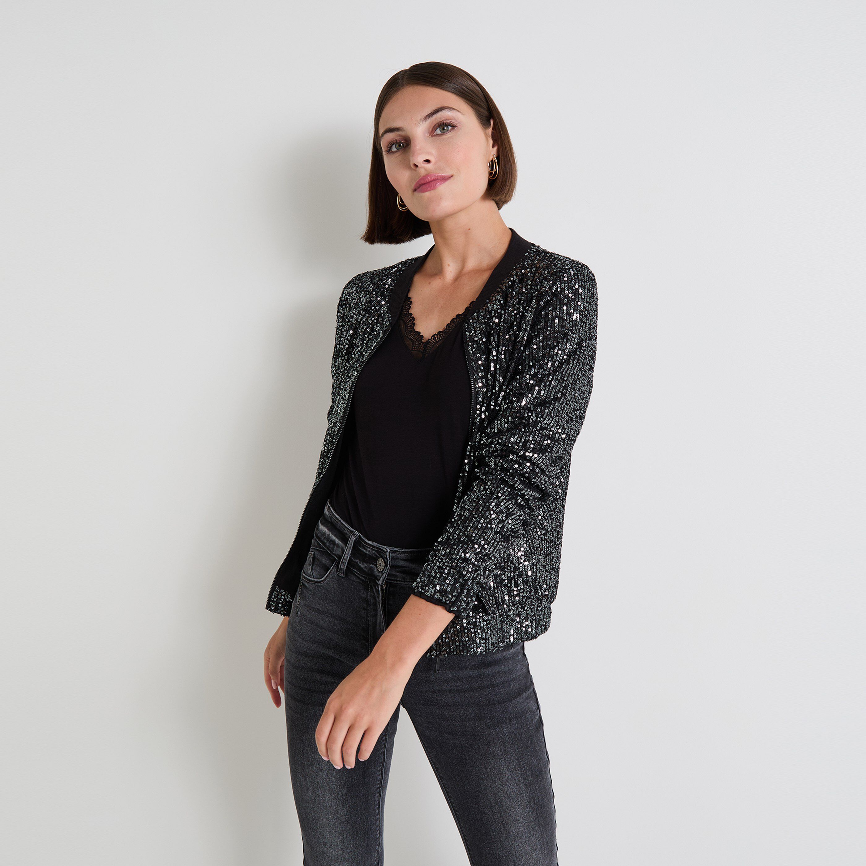Bombers paillettes femme