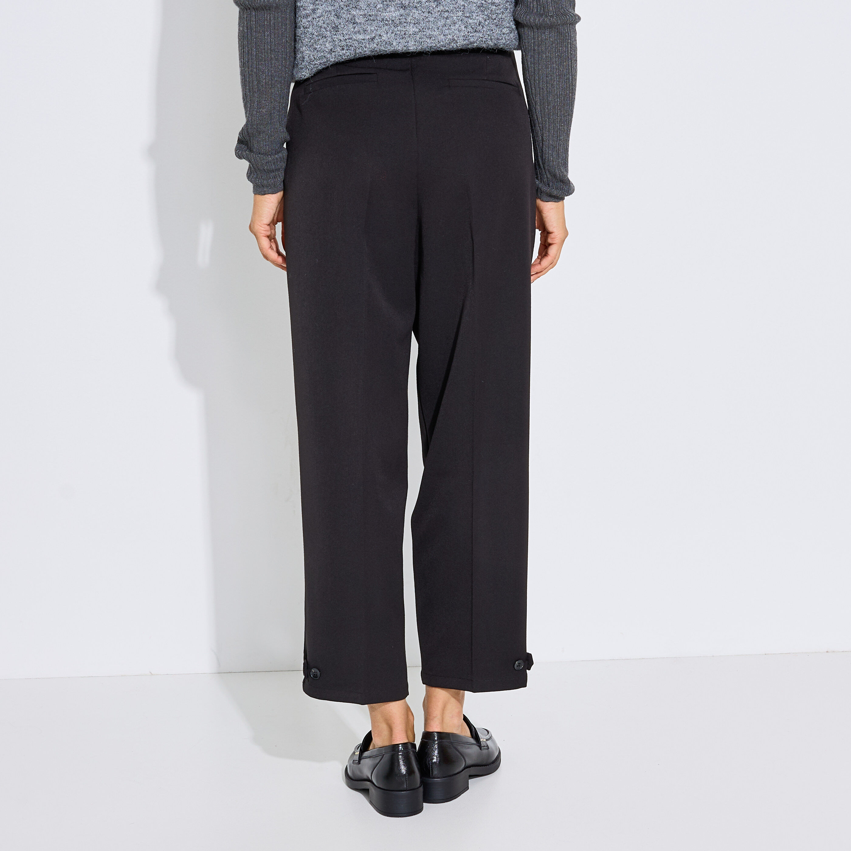 Pantalon barrel raccourci chic femme