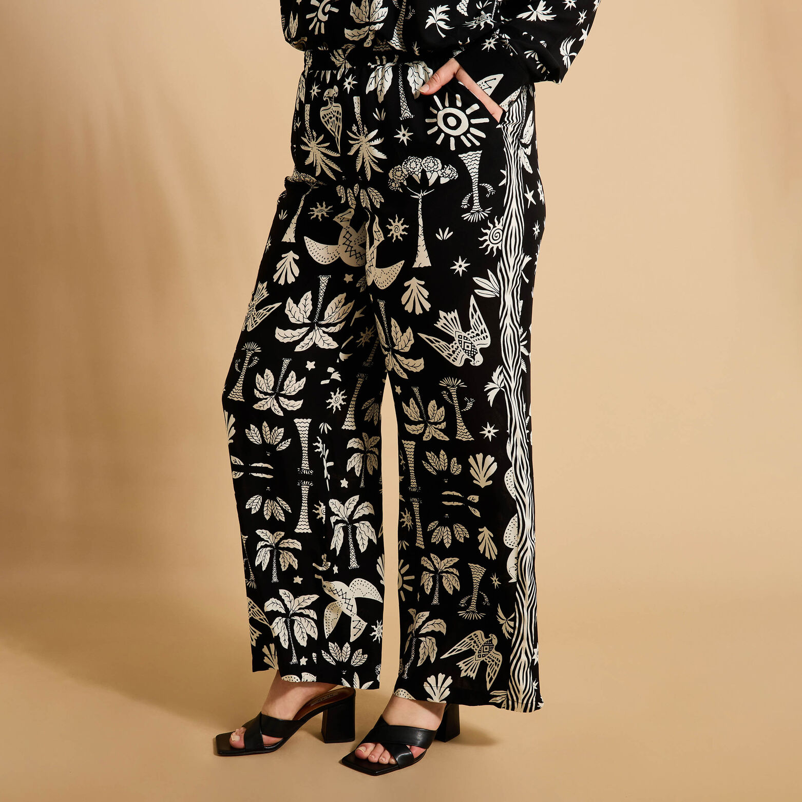 Pantalon large imprimé femme