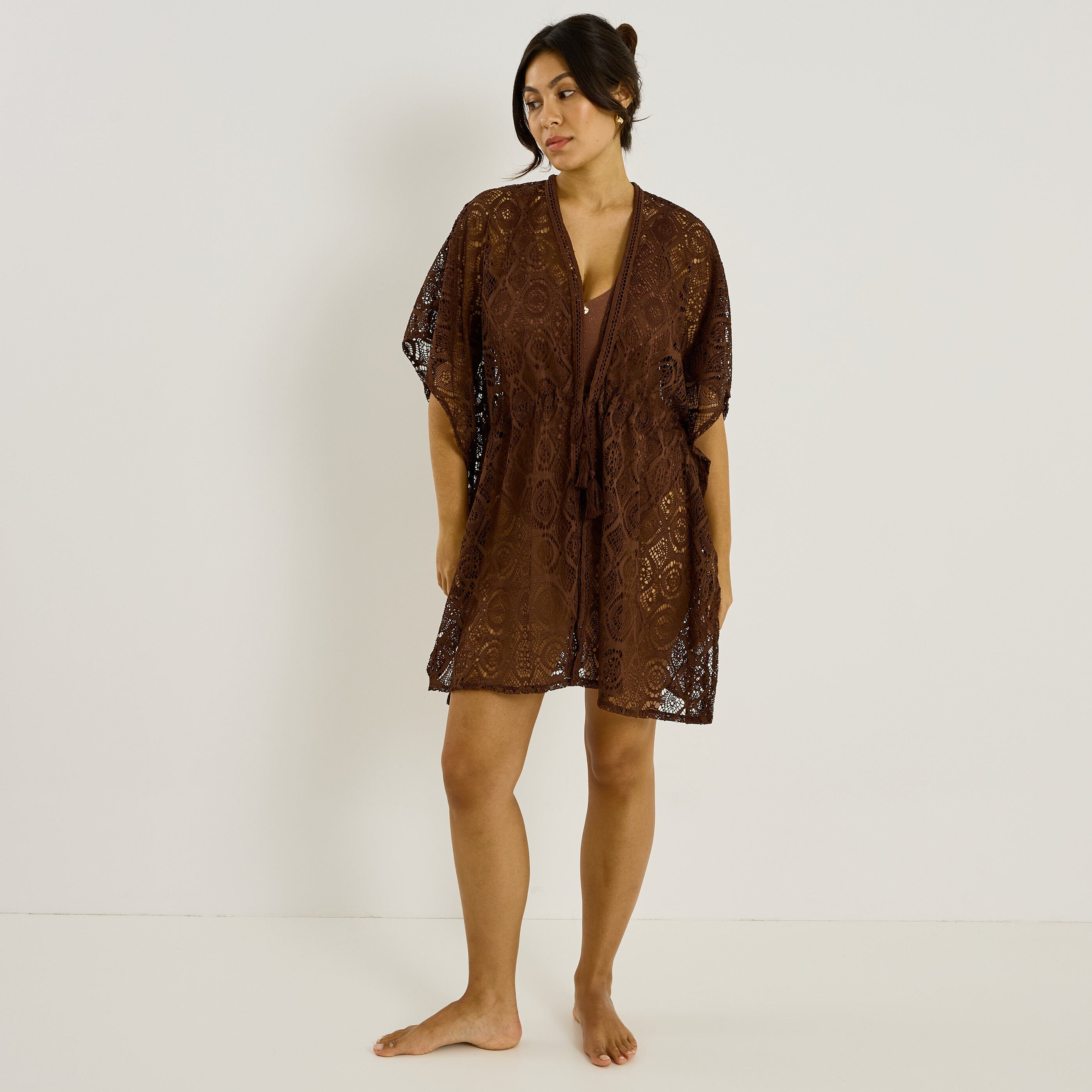 Kimono de plage en crochet femme