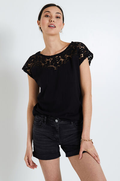 Tshirt détails crochet femme