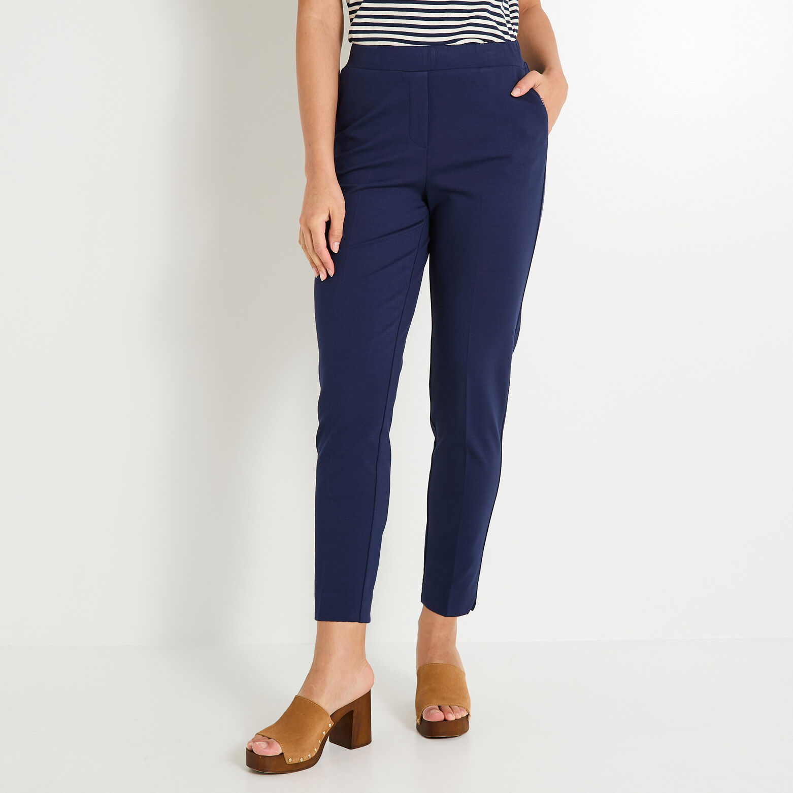 Pantalon cigarette en maille femme