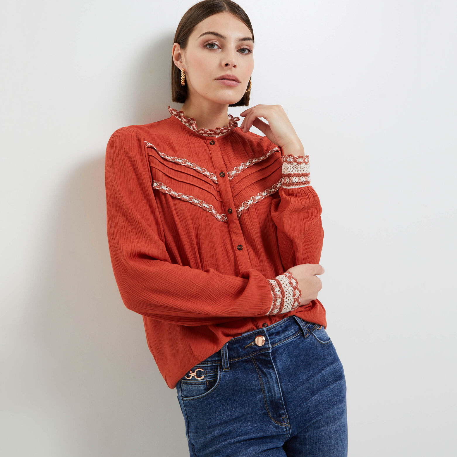 Chemise col montant femme