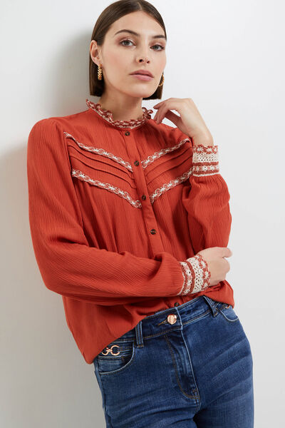 Chemise col montant femme