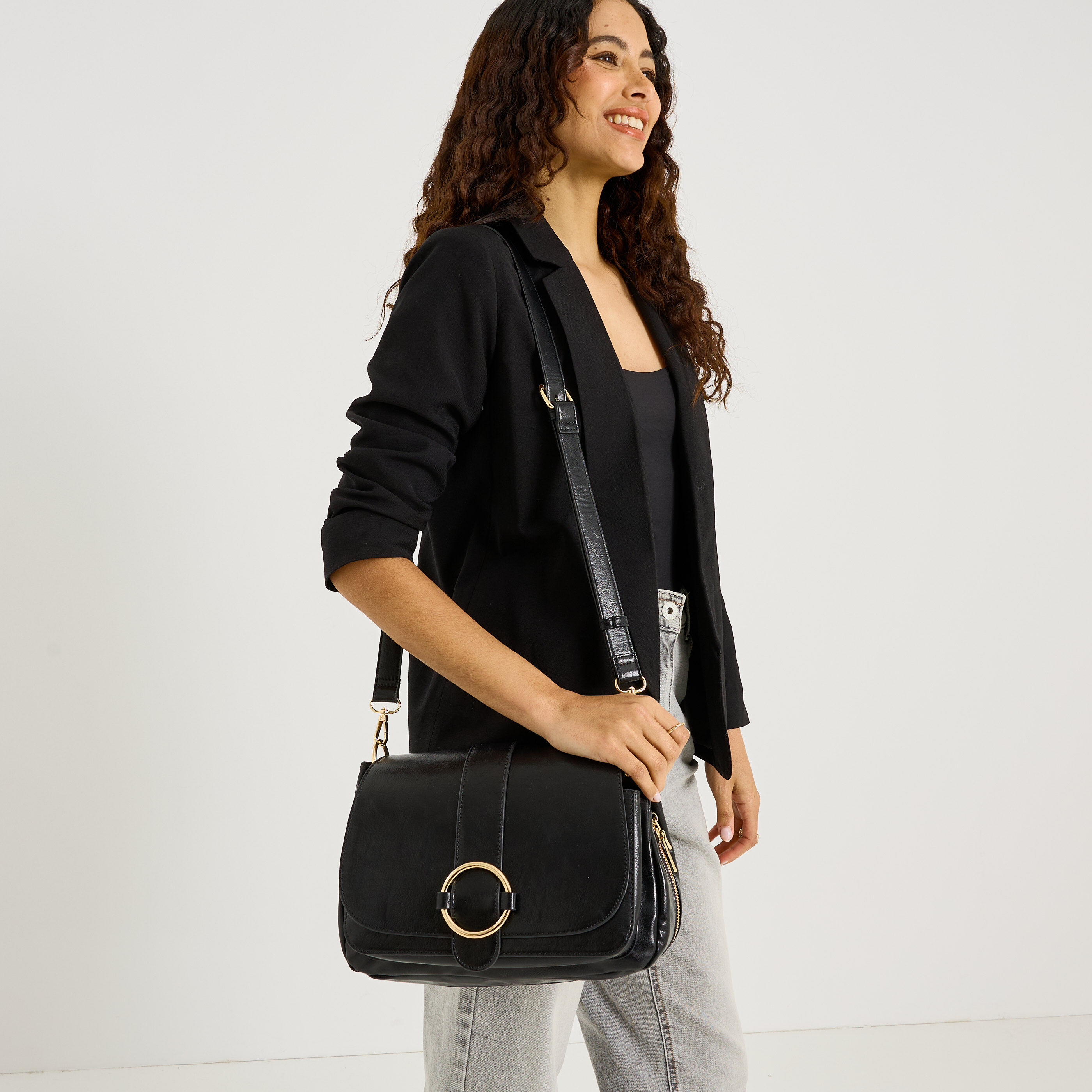 Sac besace &agrave; rabat femme
