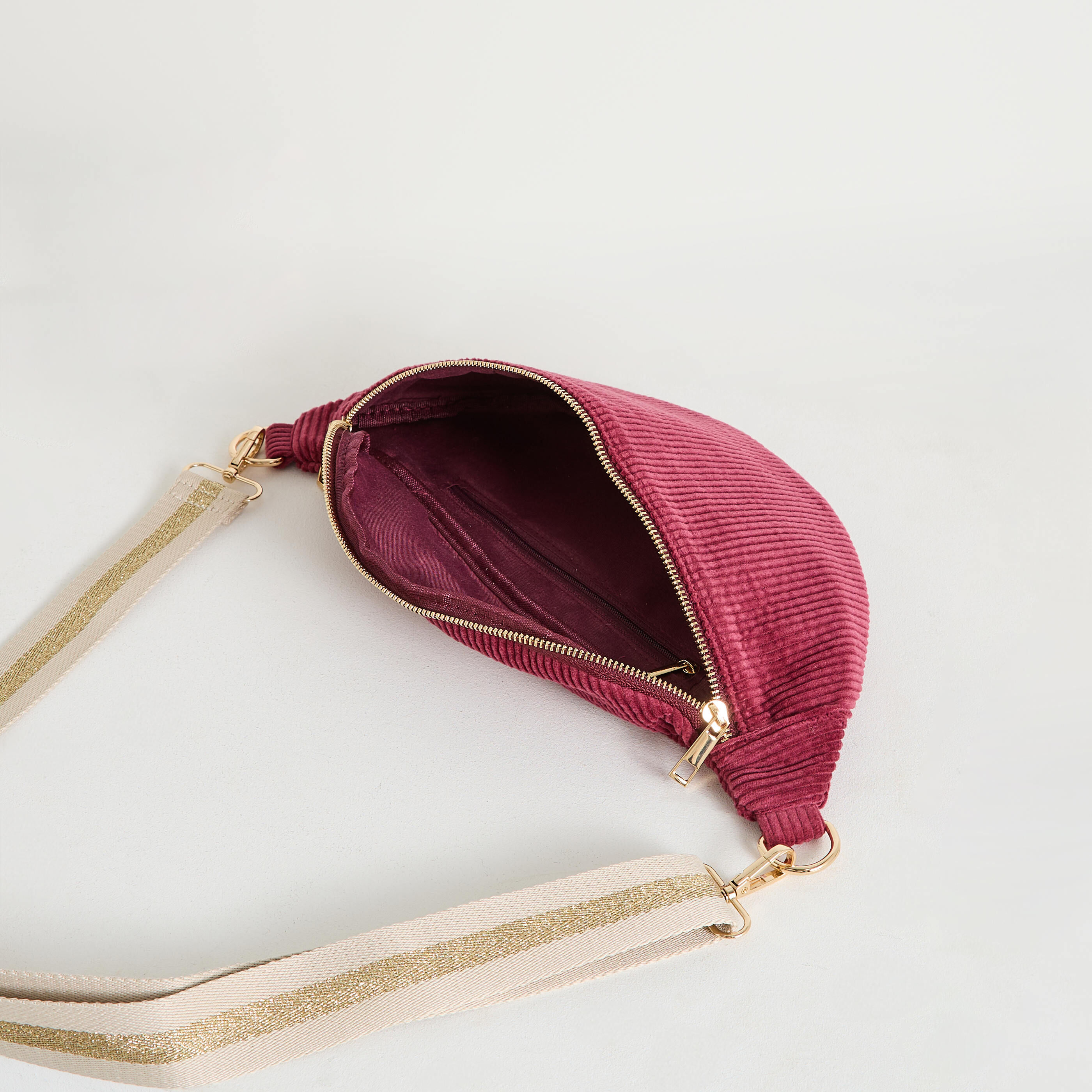 Sac banane uni en velours femme