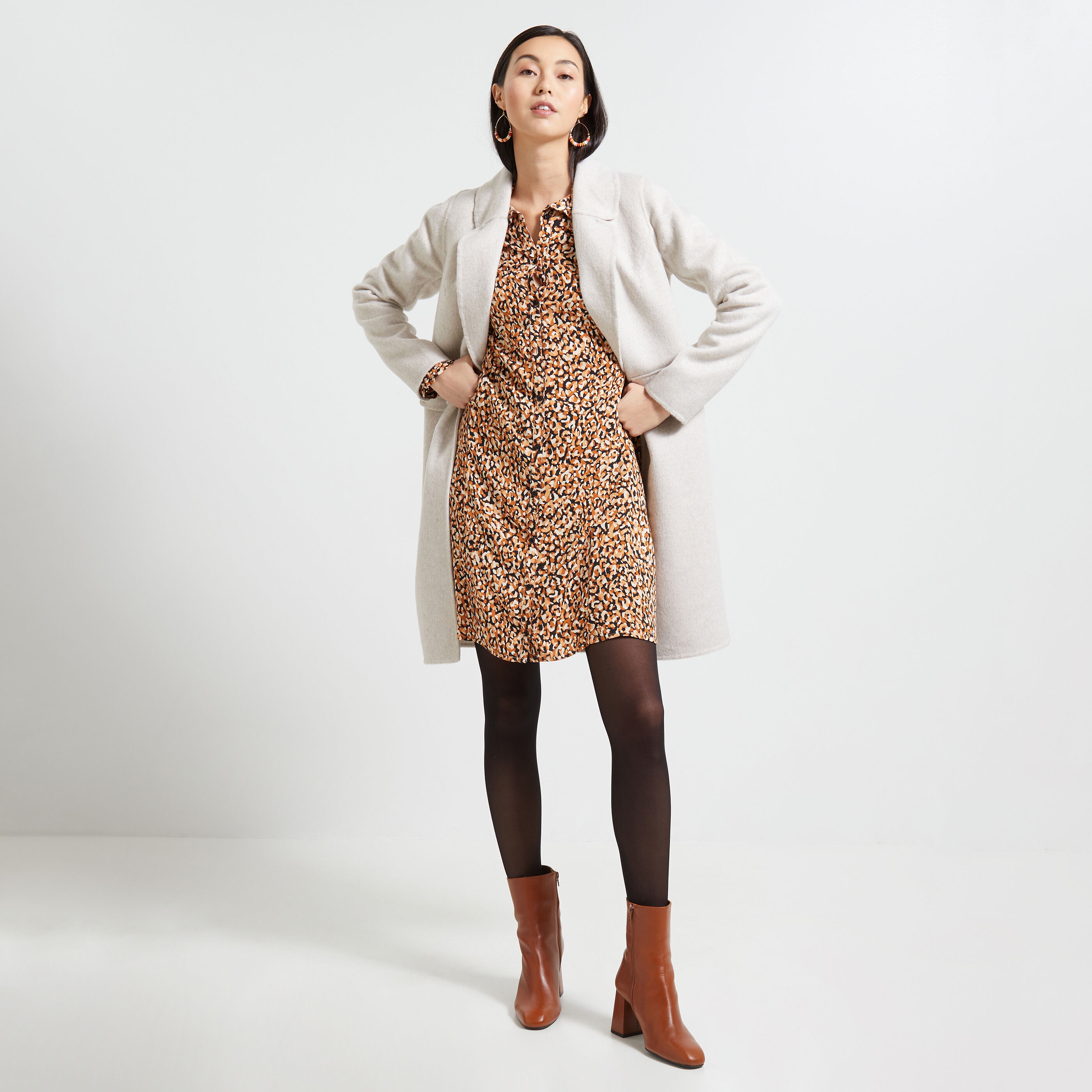 Robe fluide imprim&eacute;e femme