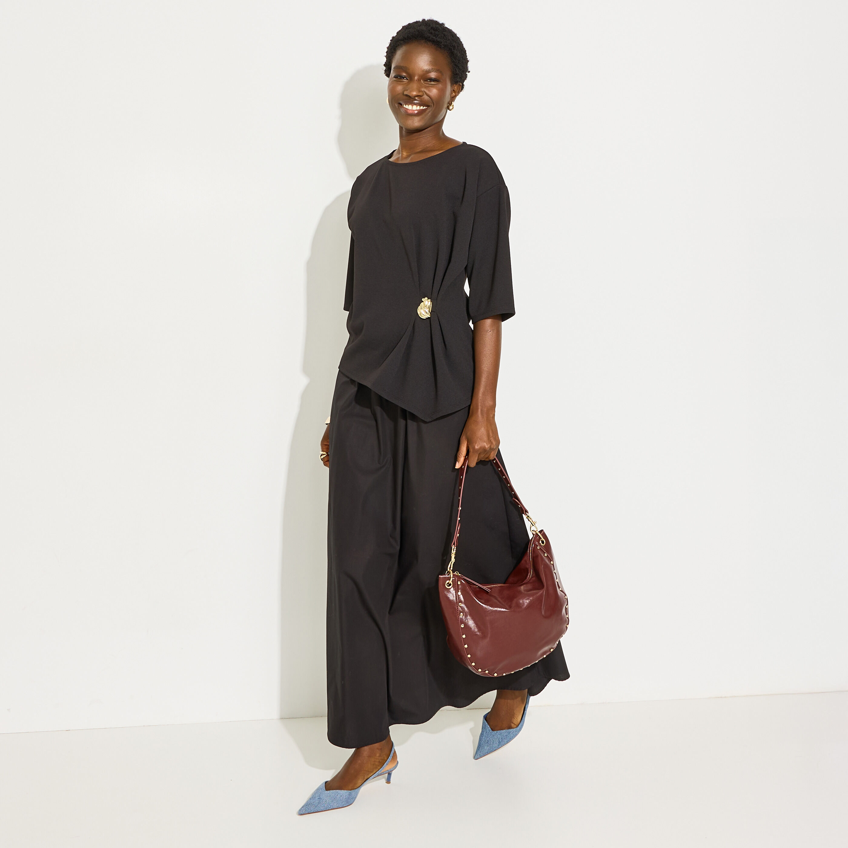 Blouse fluide drap&eacute;e femme