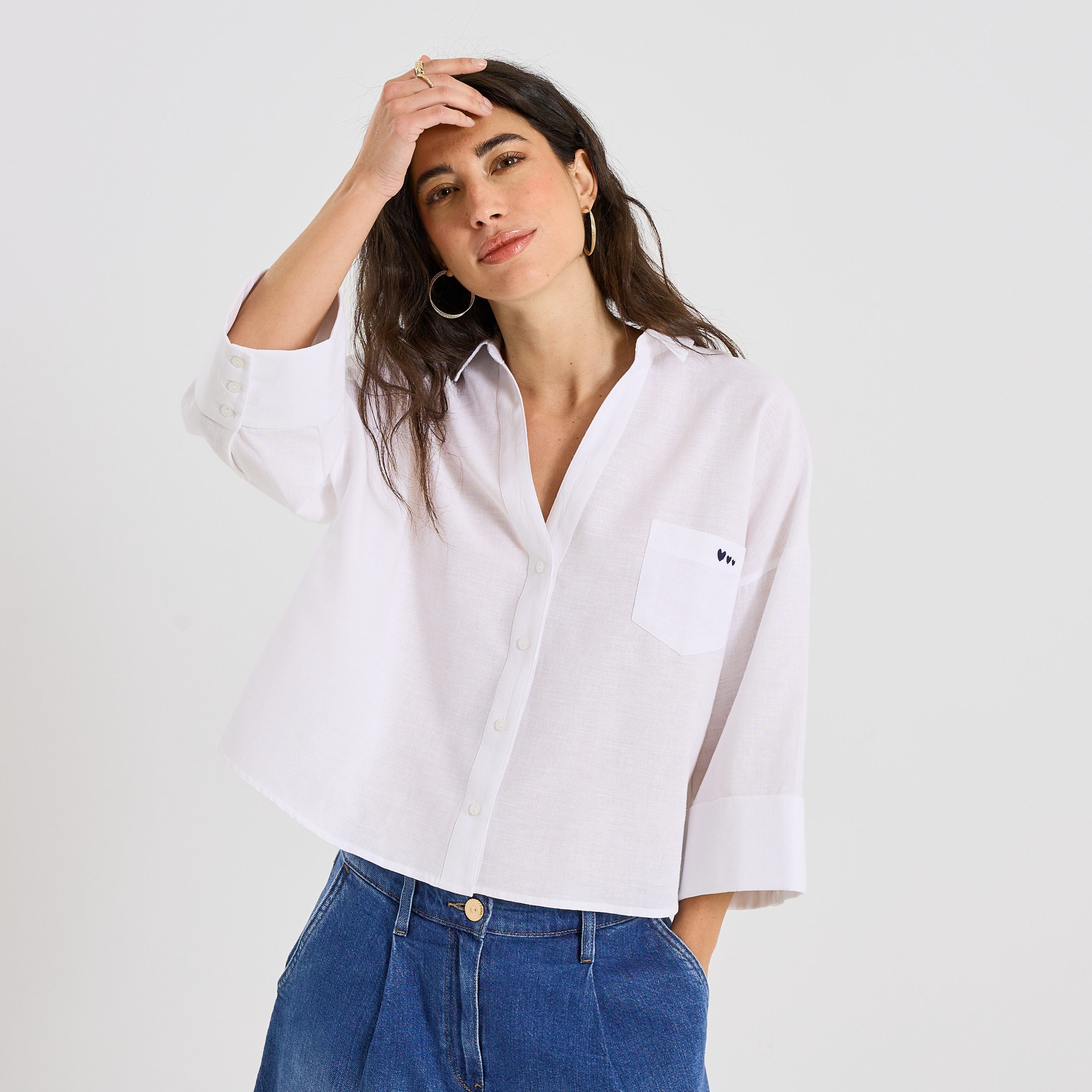 Chemise d&eacute;tail broderie femme
